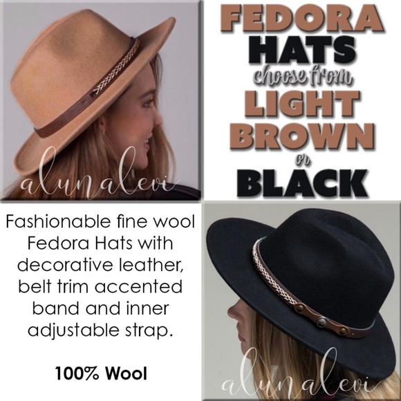 Fedora Hats Light Brown or Black